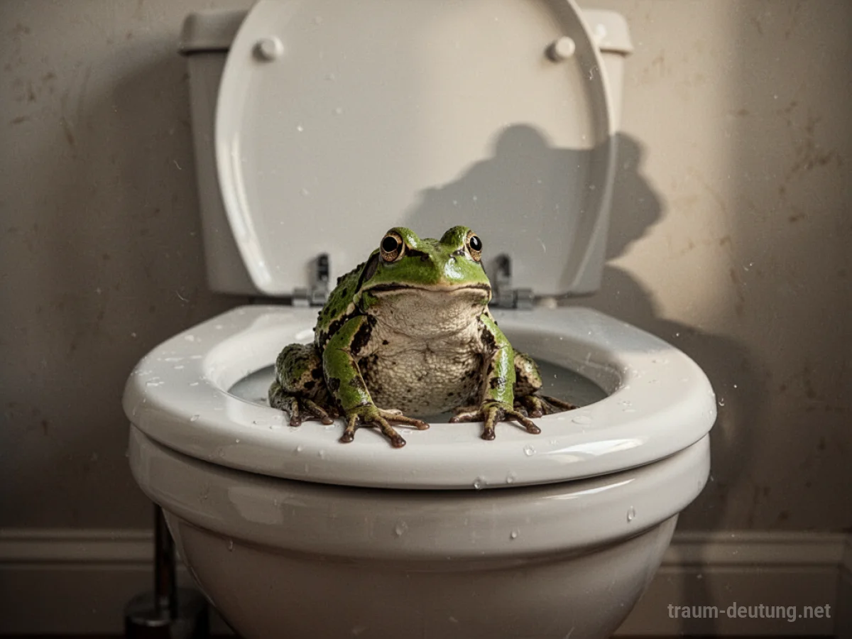 Ein Frosch sitzt in einer Kloschüssel