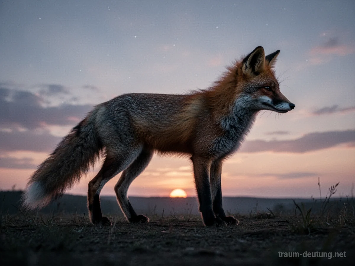 Fuchs-Silhouette wandelt sich in eine andere Form am Abendhimmel
