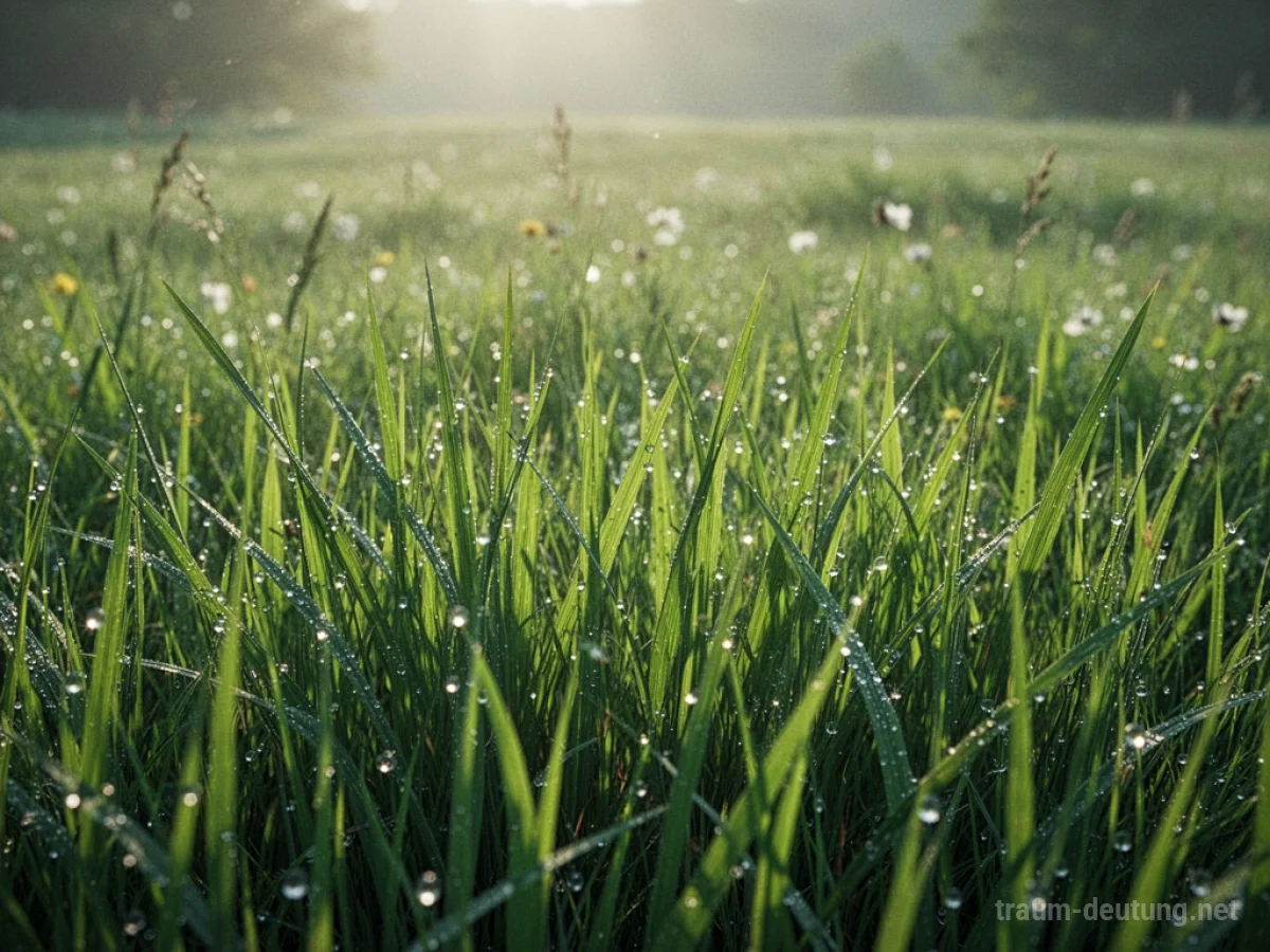 Grünes Gras wächst üppig auf einer sonnenbeschienenen Wiese.