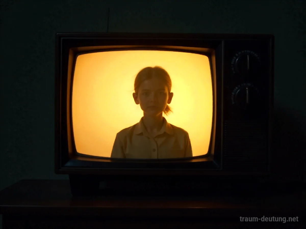 Eine Person als Silhouette auf einem alten Fernsehbildschirm, die ein warmes Licht ausstrahlt.