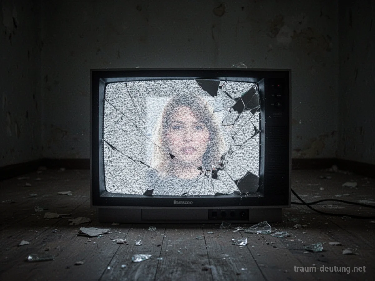 Kaputter Fernseher mit statischem Rauschen im Dunkeln