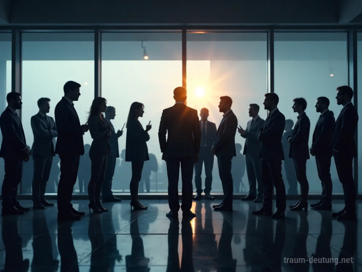 Gruppe von Silhouetten von Kollegen in einem Büro