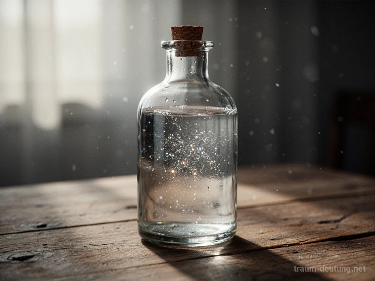 Eine Glasflasche mit einer hellen Flüssigkeit.