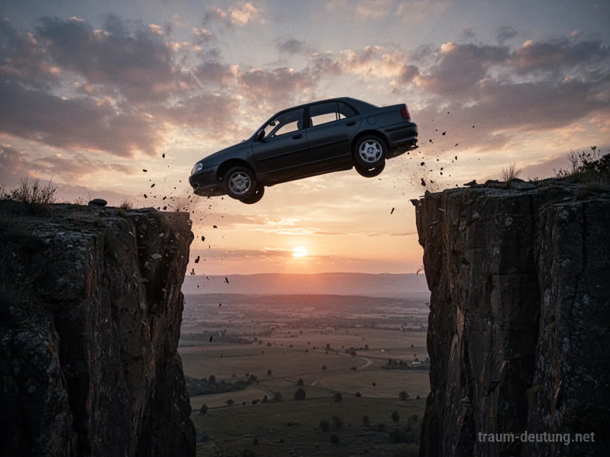 Auto stürzt von Klippe in die Tiefe bei Sonnenuntergang