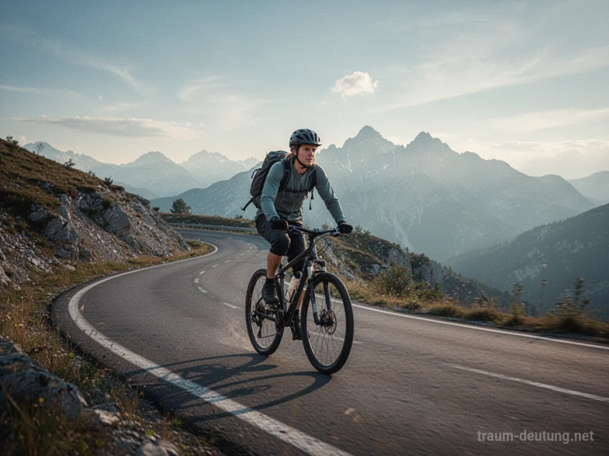 Fahrradfahrer kämpft sich einen steilen Bergpfad hinauf
