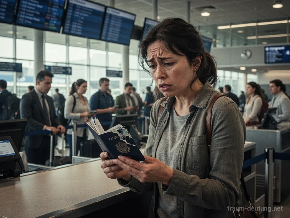 Person mit problematischem Reisepass am Flughafen-Schalter