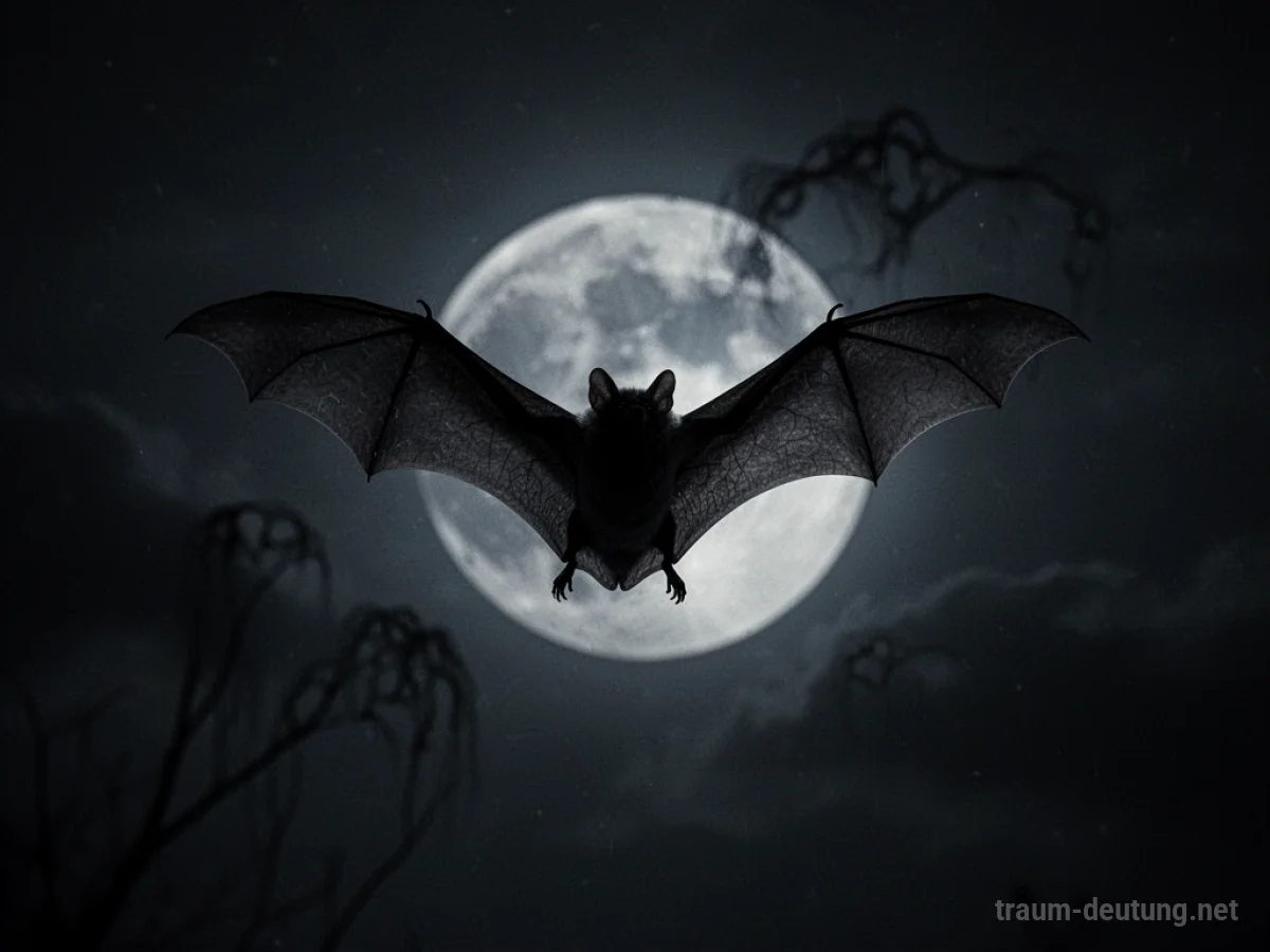 Silhouette einer schwarzen Fledermaus fliegt im Mondlicht