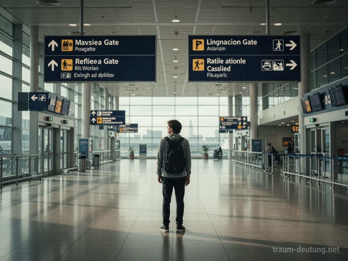 Verlorene Person sucht nach dem Gate am Flughafen.