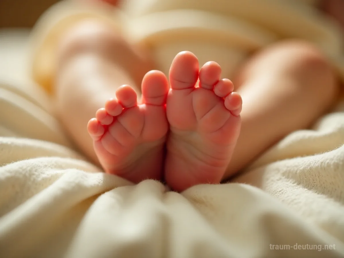 Zarte Füße eines Babys auf einer weichen Decke