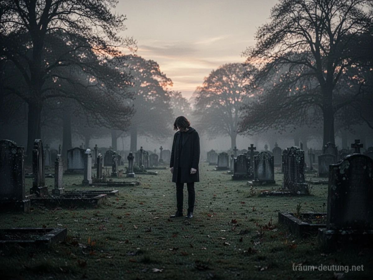 Eine Person sucht auf einem Friedhof nach einem Grab.