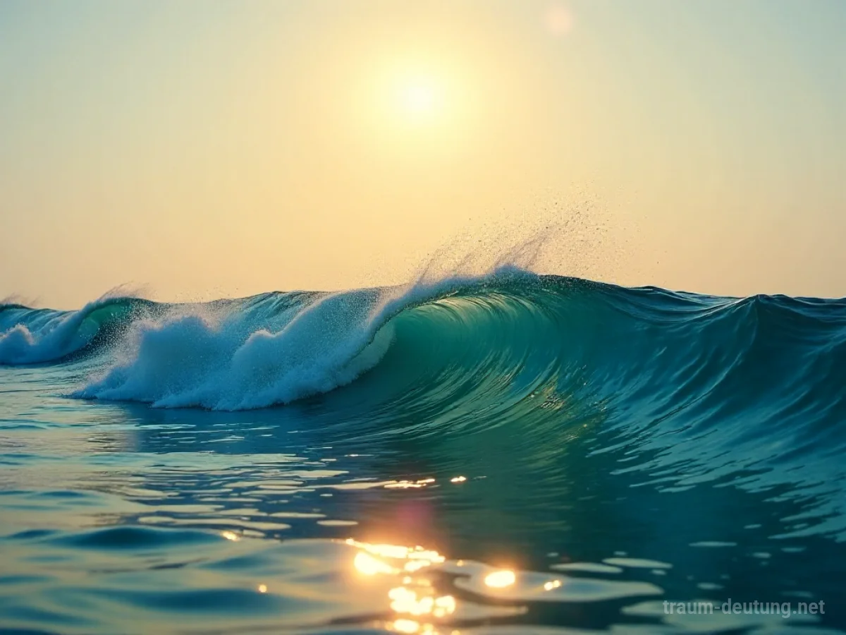 Eine sanft brechende Welle im Meer unter strahlendem Sonnenschein.