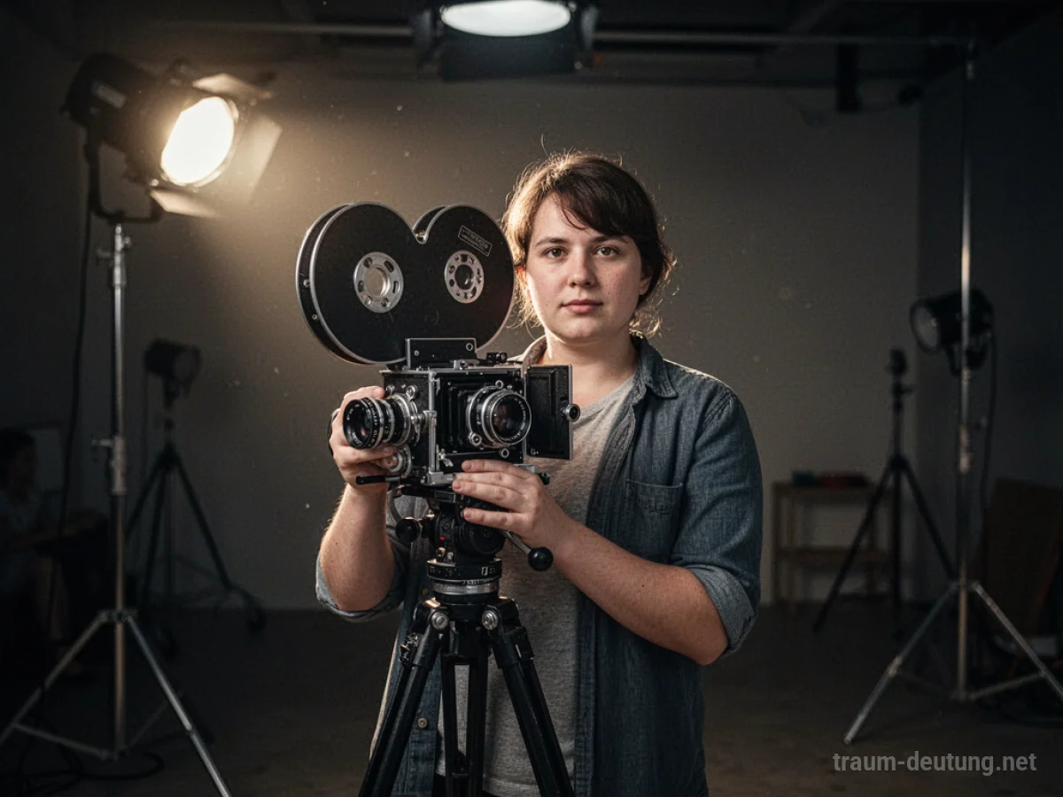 Person mit Filmkamera auf einem Filmset