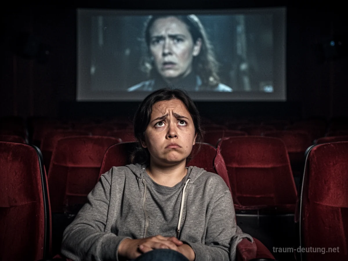 Eine Person sitzt gelangweilt im dunklen Kino vor einer uninteressanten Leinwand.