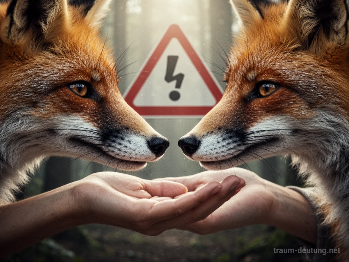 Ein Fuchs schnuppert neugierig an einer ausgestreckten Hand, ohne sie zu berühren.