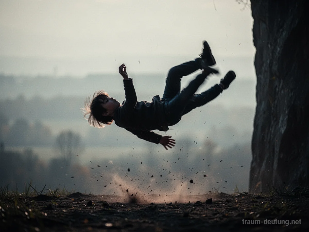 Silhouettenhafte Darstellung einer Person im Fallen, mit der Andeutung eines Aufpralls.