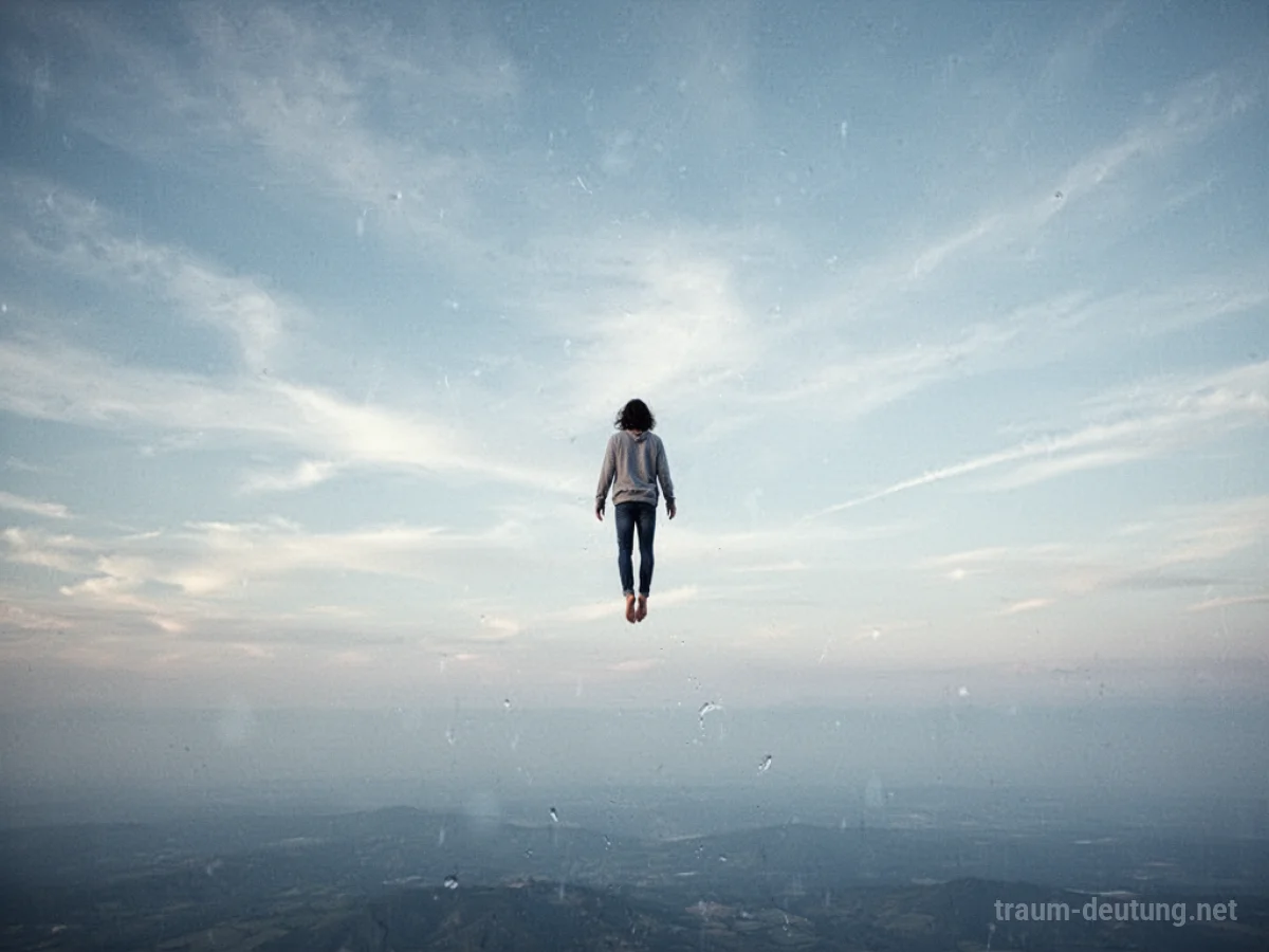 Eine Person schwebt ziellos im weiten Himmel.