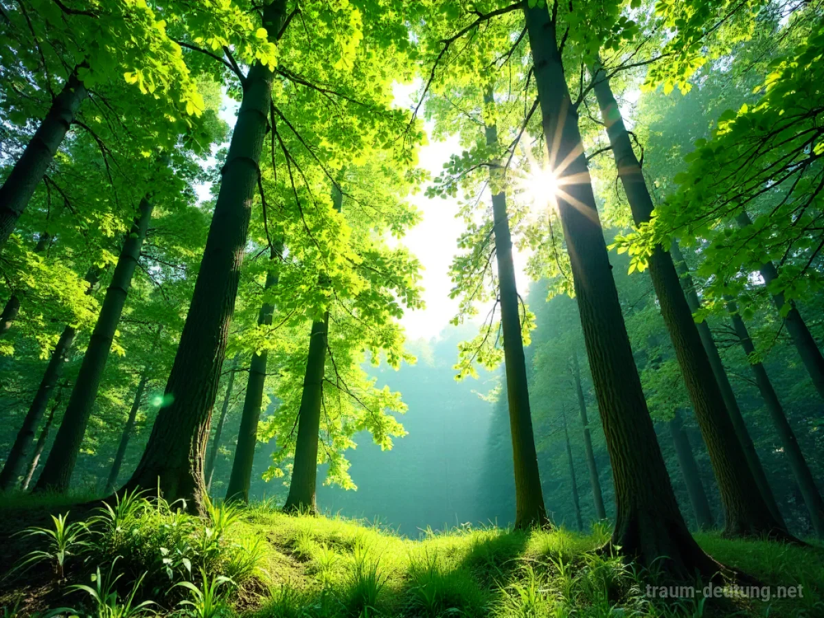 Austreibende Bäume im Frühling mit jungen grünen Blättern und Blüten
