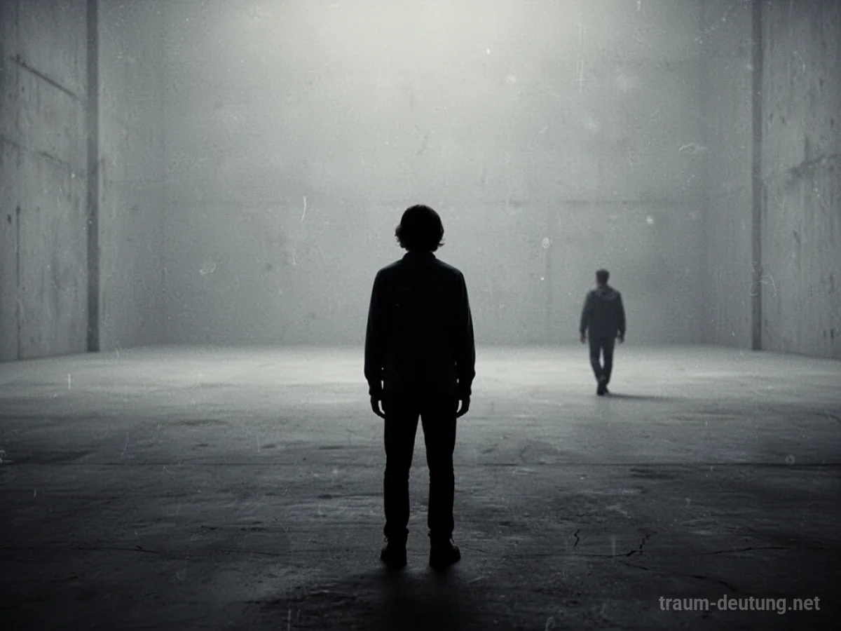 Silhouette einer Person, die sich von einer anderen abwendet in einer leeren Landschaft