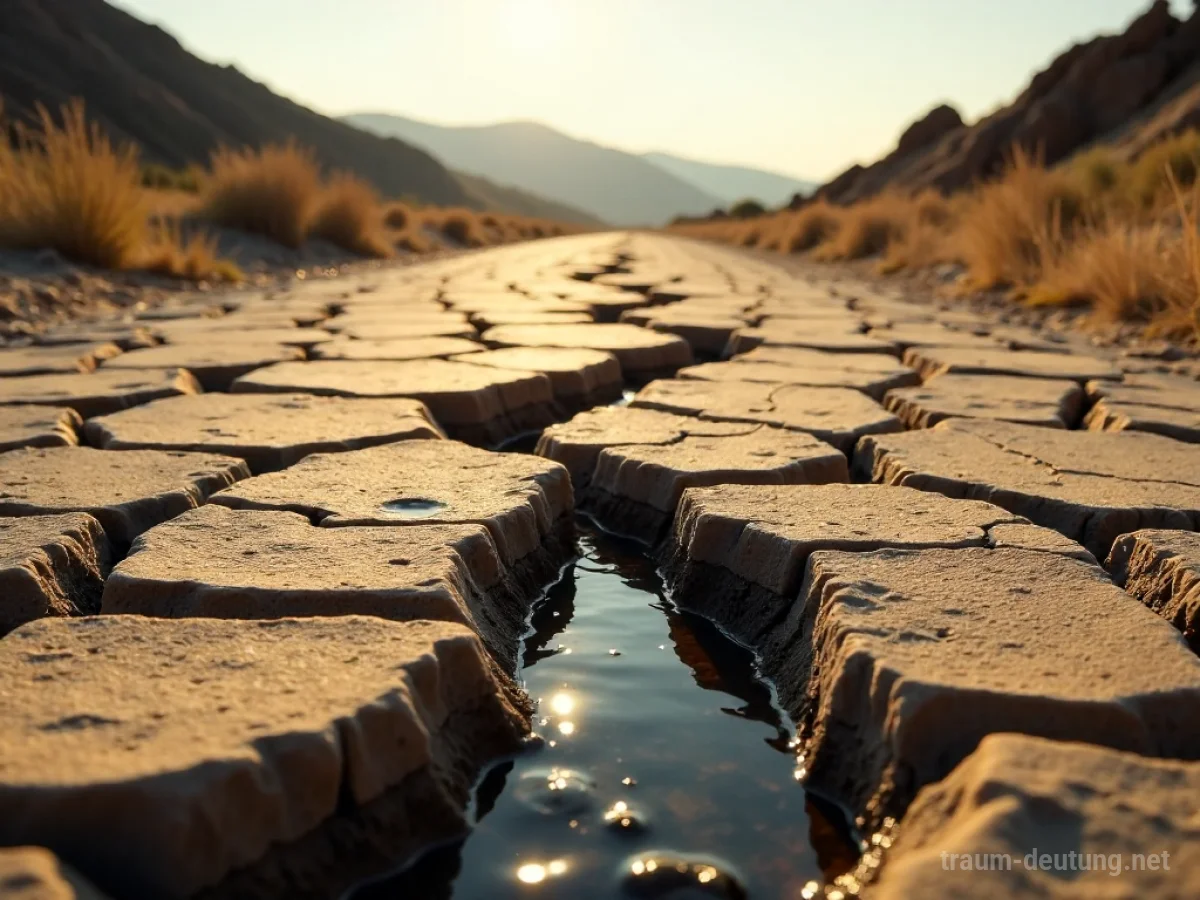Ein trockenes Flussbett mit minimalem Wasserfluss, das Potenzial und Stagnation symbolisiert.