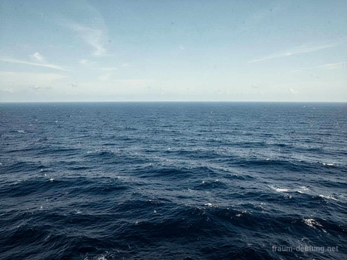 Weites, blaues Meer unter klarem Himmel, das bis zum Horizont reicht.