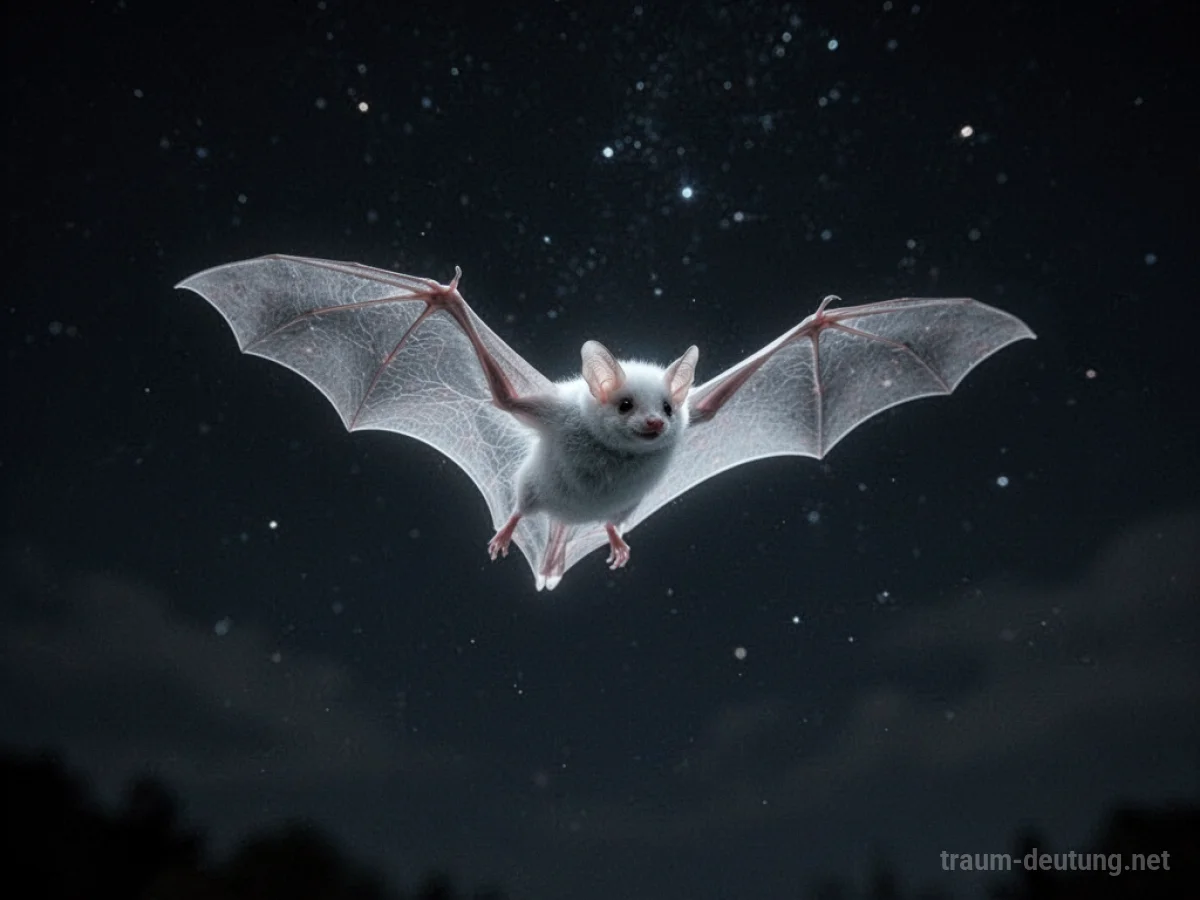 Weiße Fledermaus fliegt im Sternenhimmel