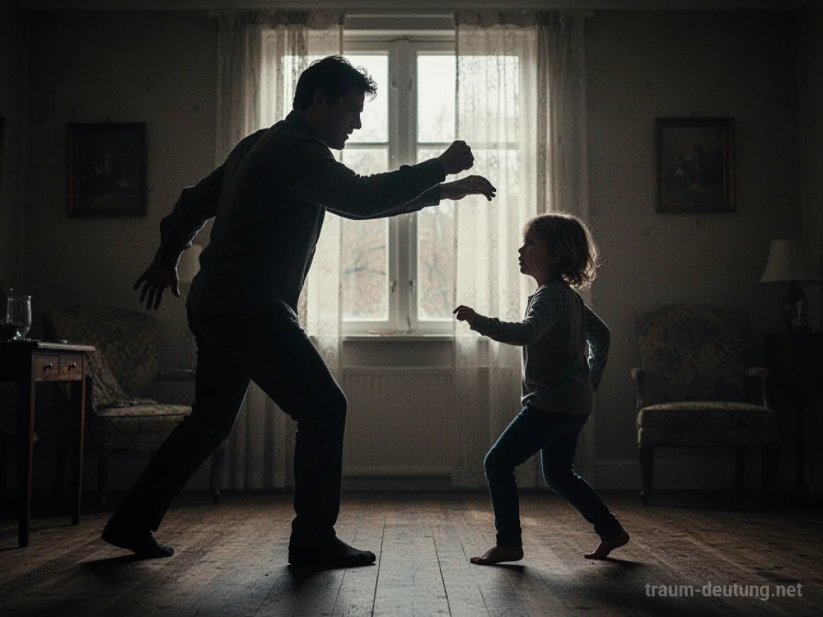 Silhouetten von Vater und Mutter in einem angespannten Moment
