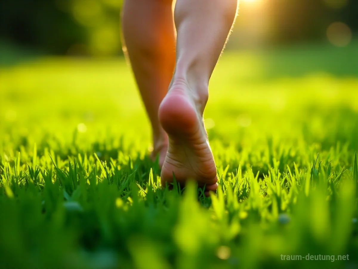 Barfuß auf grünem Gras in der Sonne