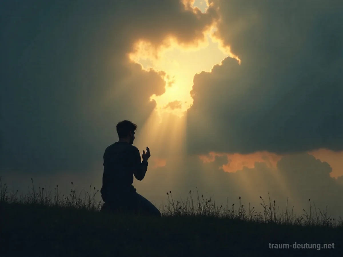 Silhouette einer Person, die im Traum um Hilfe betet