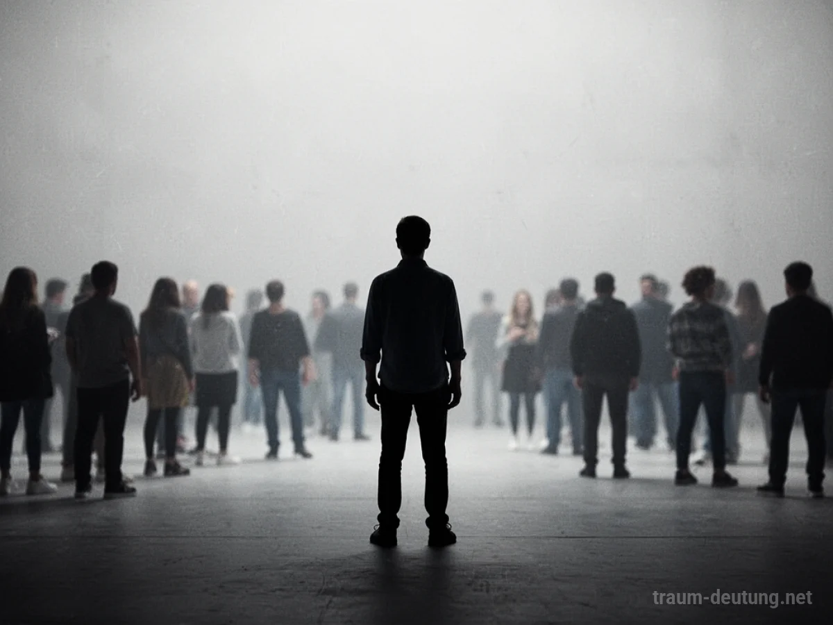 Einzelne Silhouette hebt sich von einer unscharfen Gruppe ab