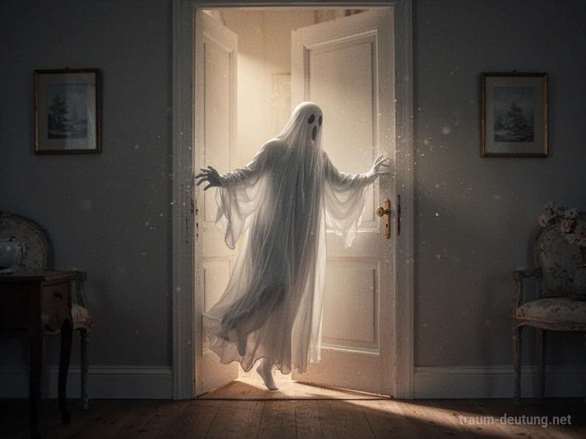 Ein Geist wird von einem warmen Licht aus einem Raum gedrängt