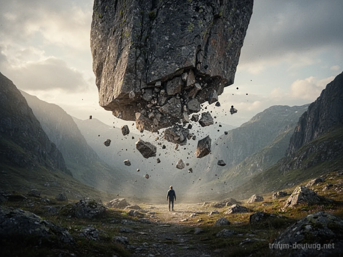 Ein Felsbrocken löst sich von einer Klippe und stürzt in die Tiefe.
