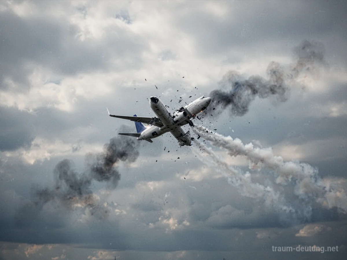 Flugzeug im Absturz über Wolken