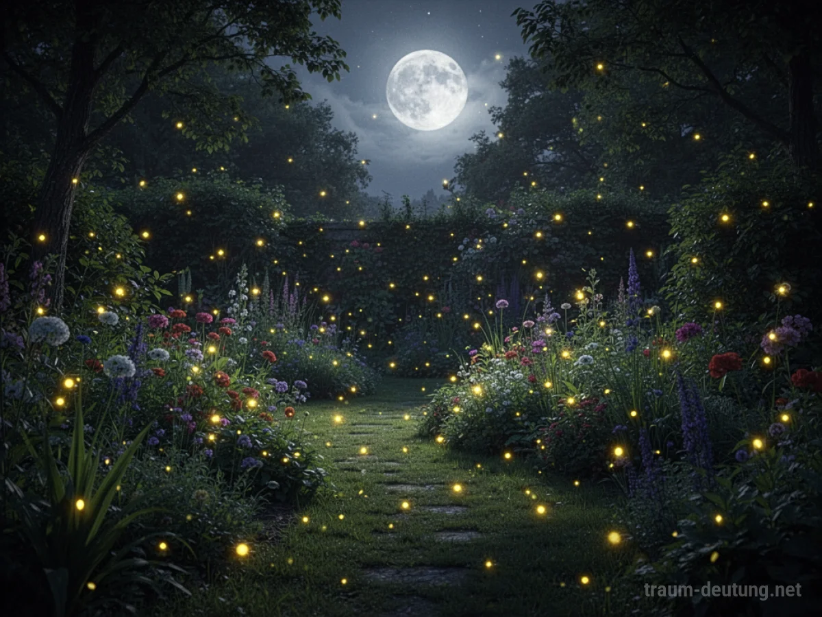 Mondbeschienener Garten in tiefer Nacht