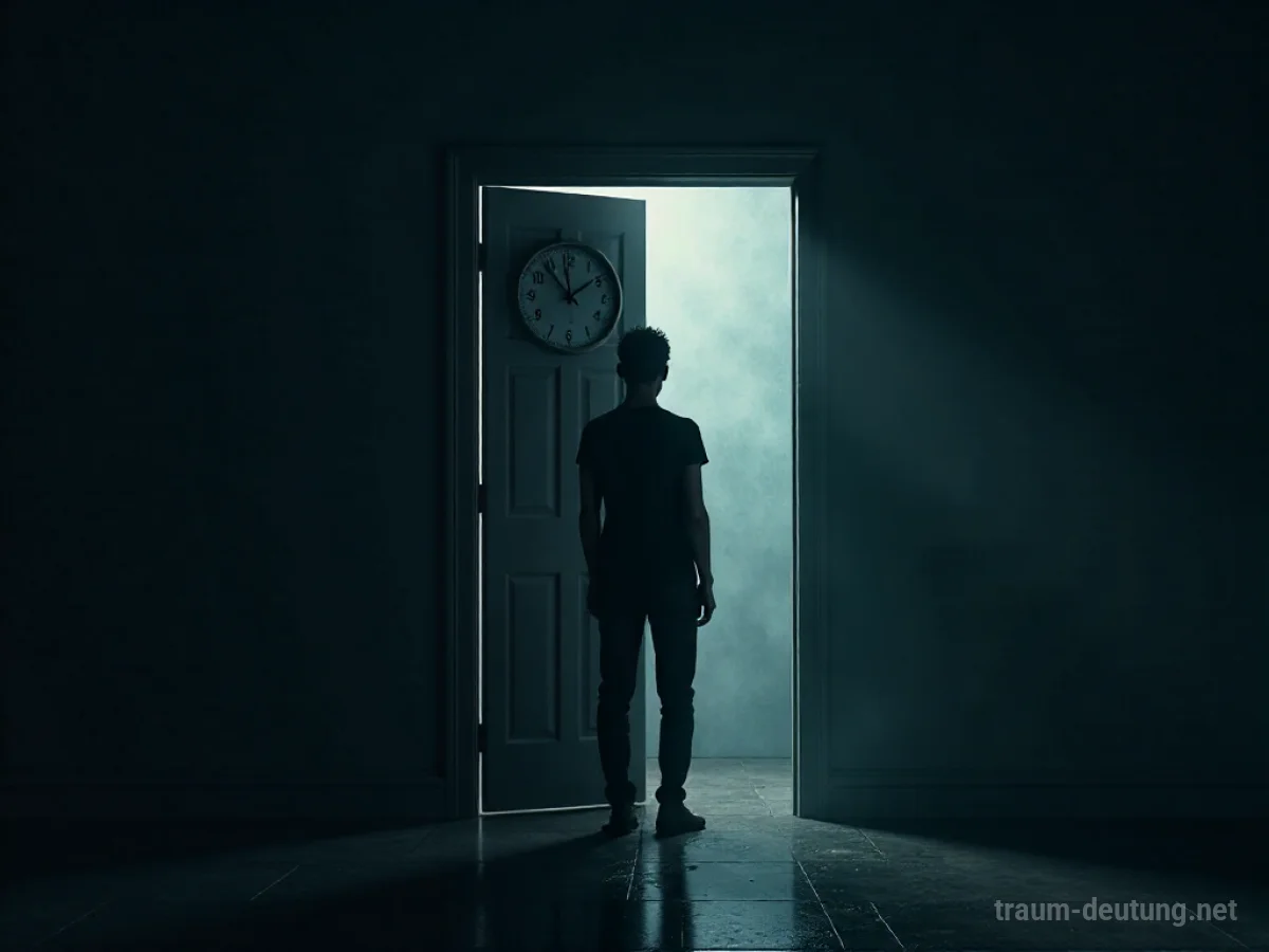 Silhouette einer Person, die bei Einbruch der Dunkelheit zu spät zu einem Treffen kommt