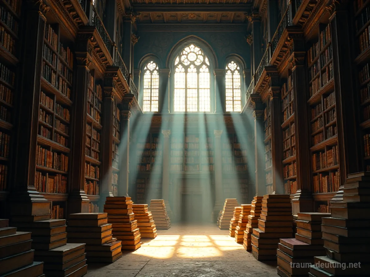 Ein großes Gebäude mit Regalen voller Bücher, von Sonnenlicht durchflutet.