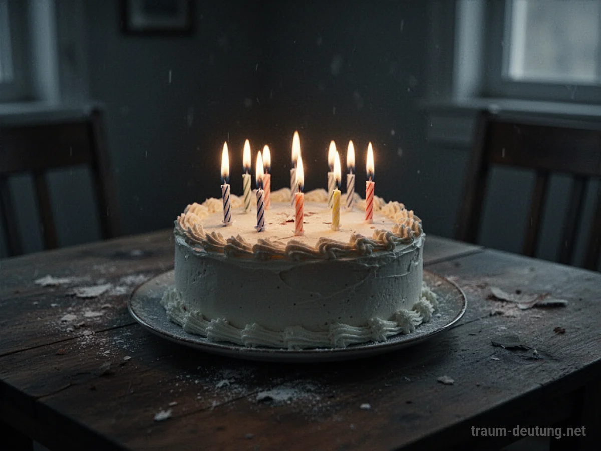 Geburtstagstorte ohne Geschenke auf einem Tisch