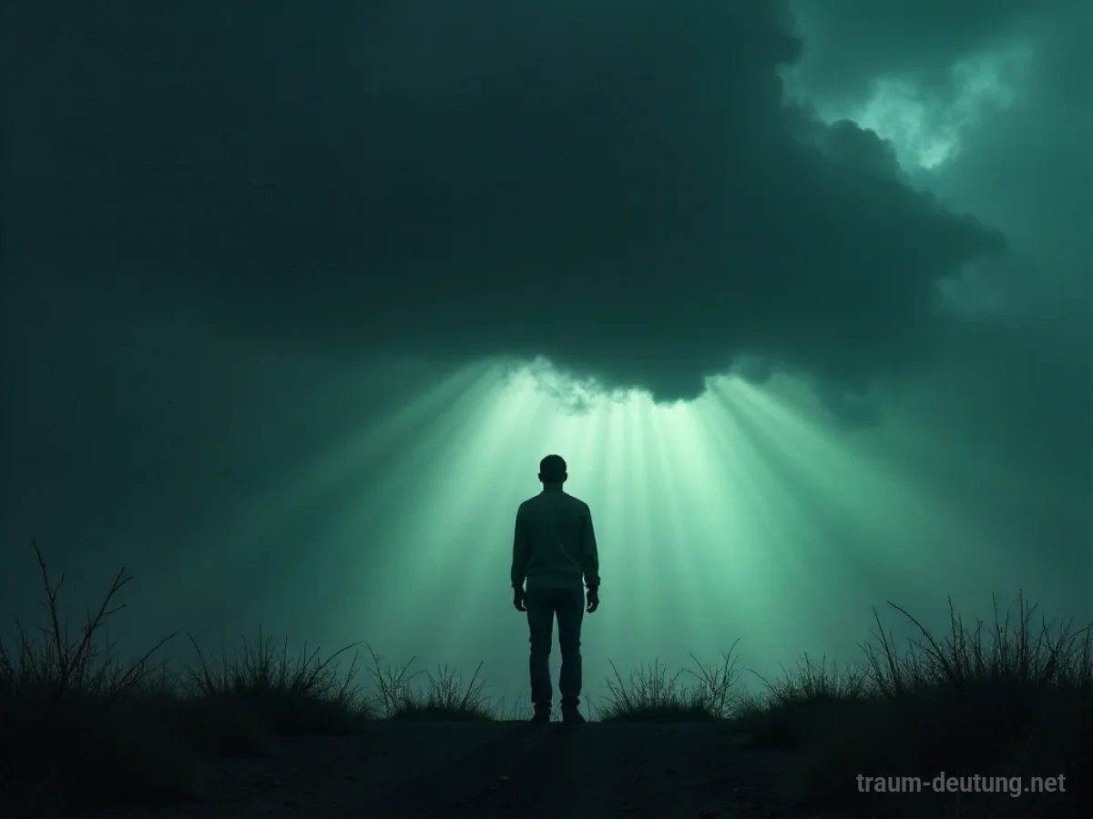 Silhouette einer Person, die sich nicht bewegen kann, unter einer dunklen Wolke.