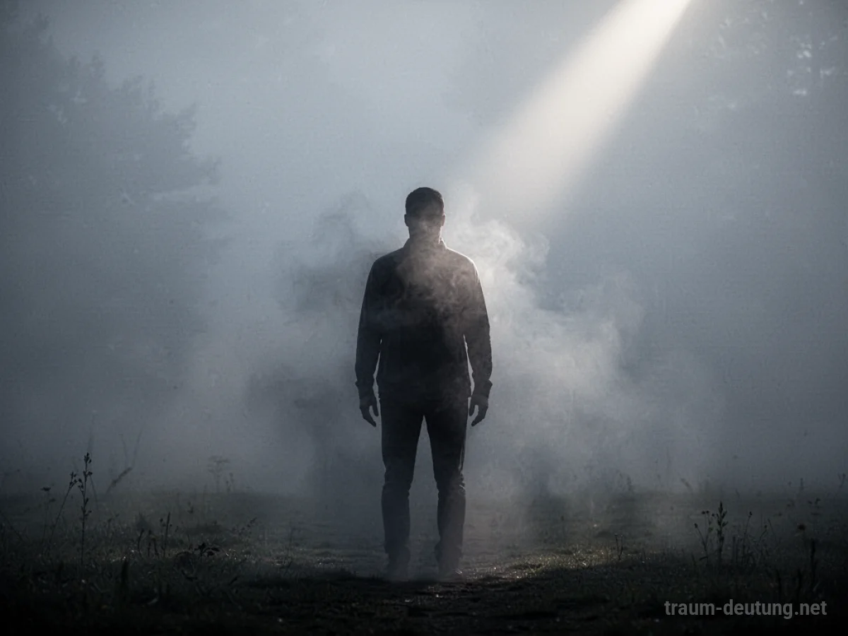Schattenfigur eines Gegners löst sich im Nebel auf.