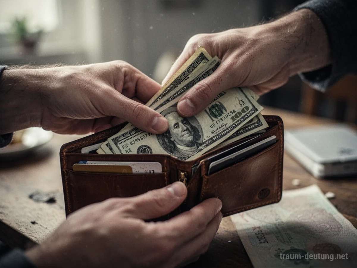 Hand nimmt Geld aus einem offenen Geldbeutel