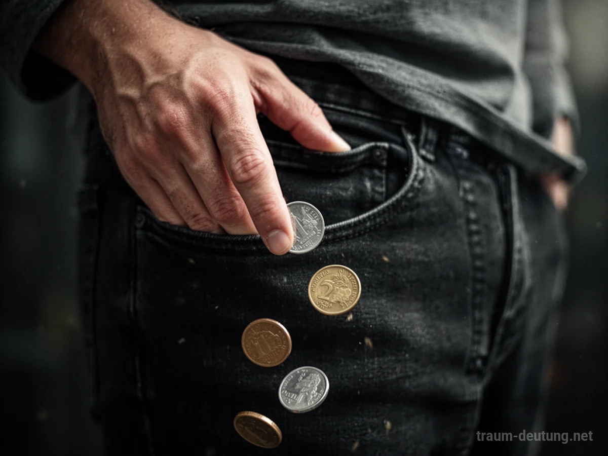 Münzen fallen aus einer leeren Tasche
