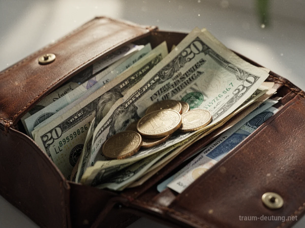 Offenes Portemonnaie mit Geld darin.