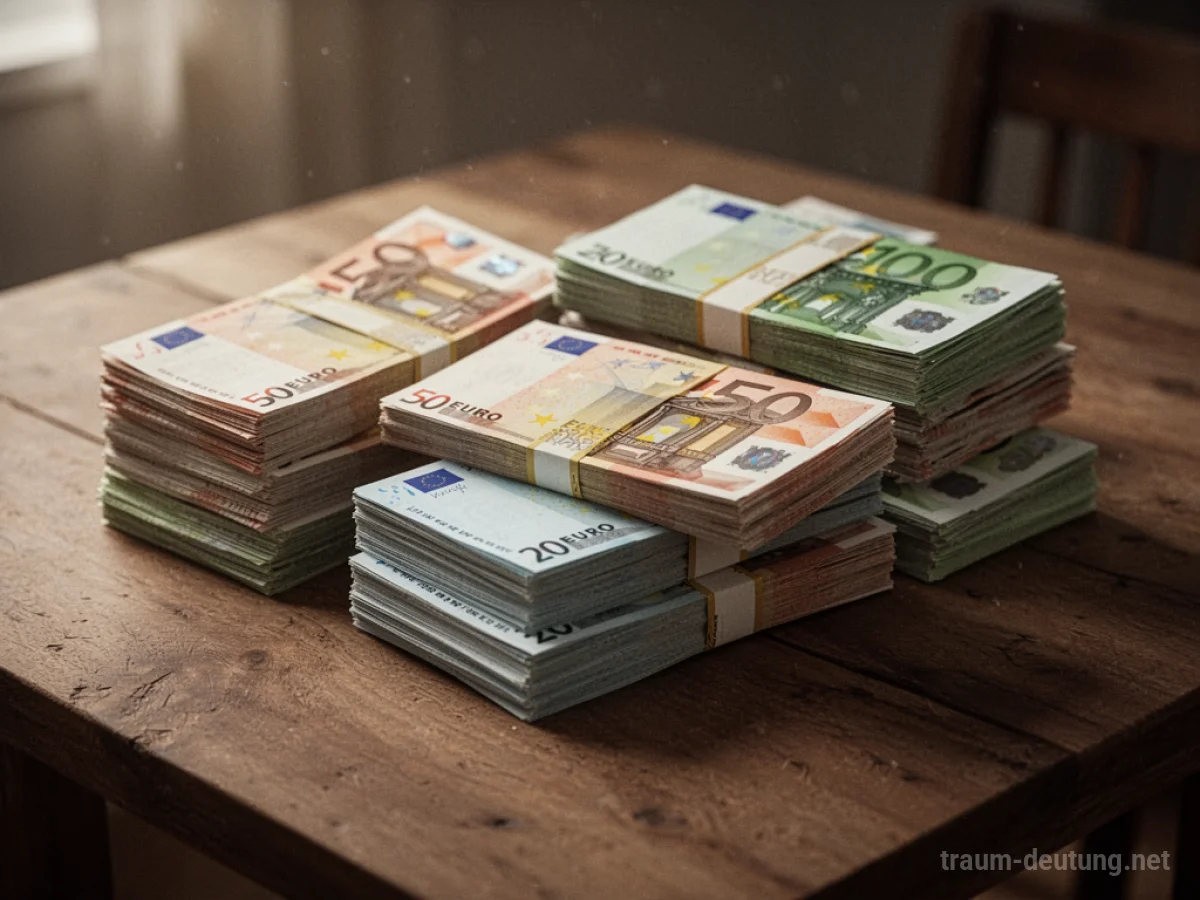 Stapel von Euro-Scheinen auf einem Holztisch