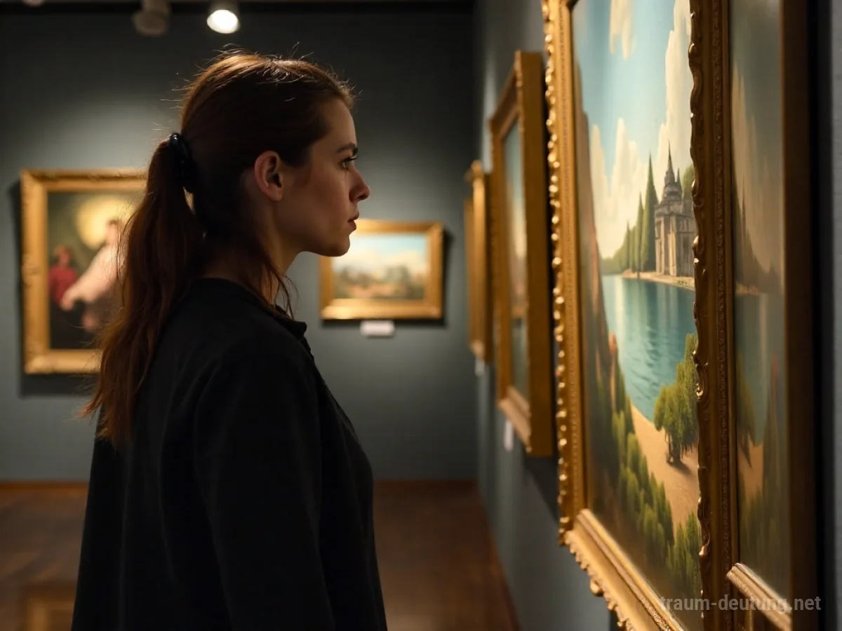 Eine Person betrachtet ein Gemälde in einer Kunstgalerie.