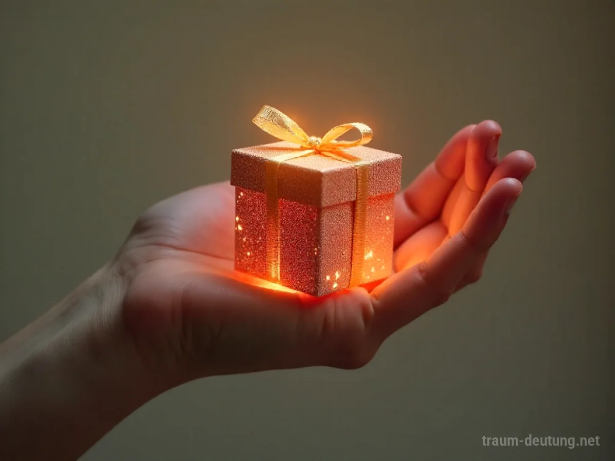 Leere Hand, die ein verschwindendes Geschenk hält, über einem unscharfen Hintergrund.