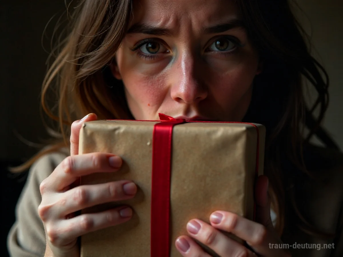Hand versteckt ein Geschenk hinter dem Rücken