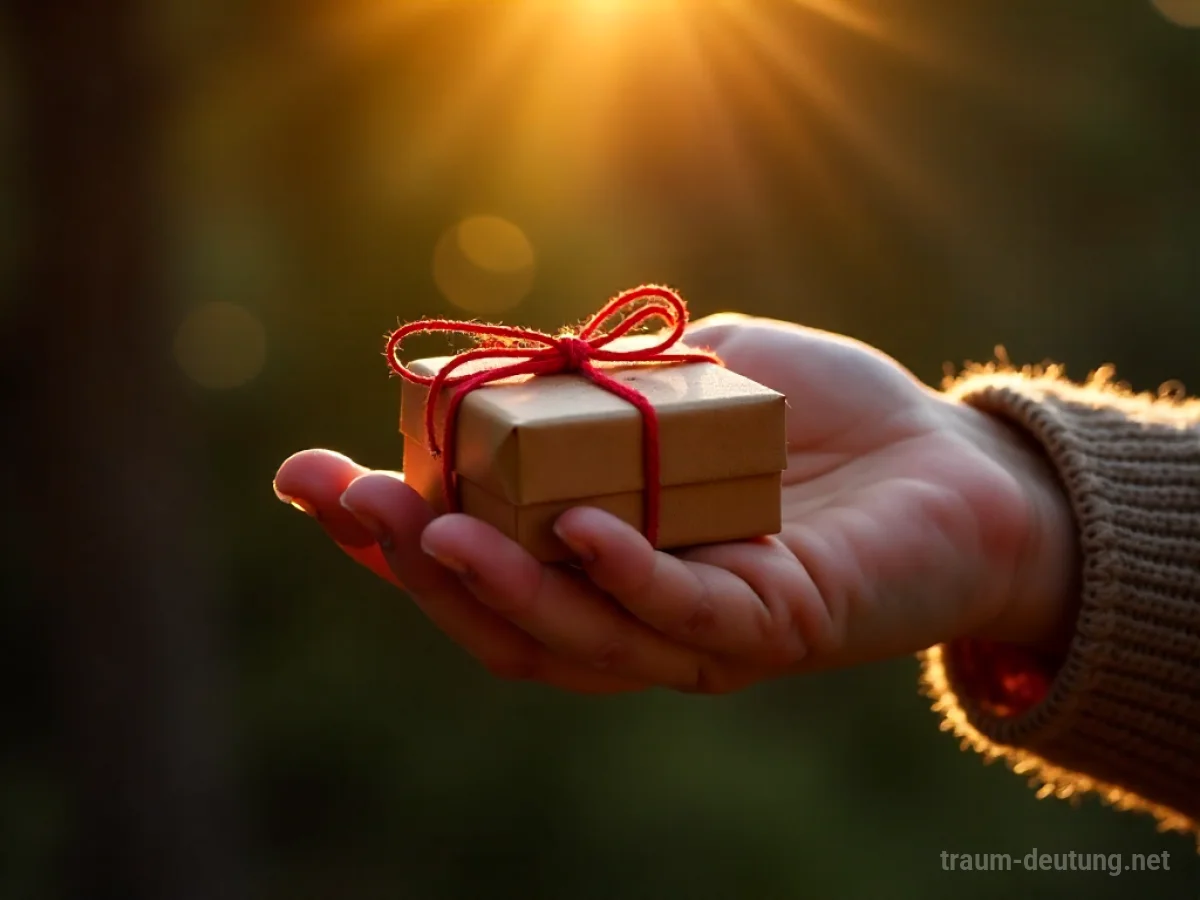 Ein Kind reicht ein kleines Geschenk.