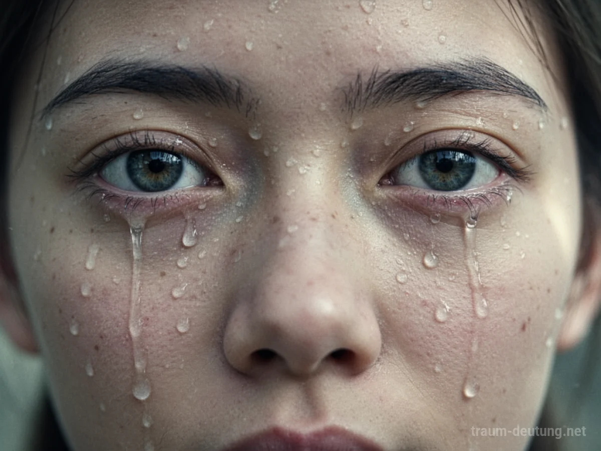 Ein Gesicht im Traum, dessen Augen Tränen vergießen