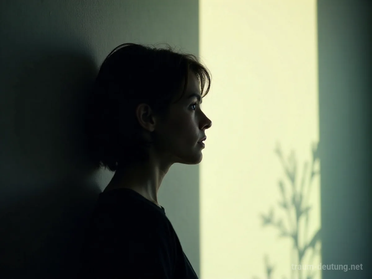 Silhouette einer Person, die gegen eine Wand lauscht