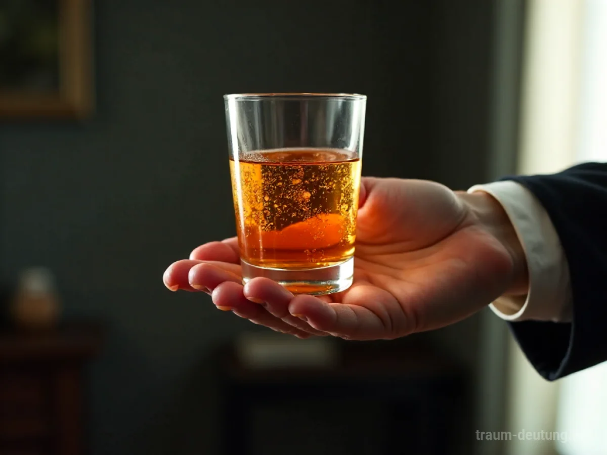 Hand reicht Glas mit Getränk