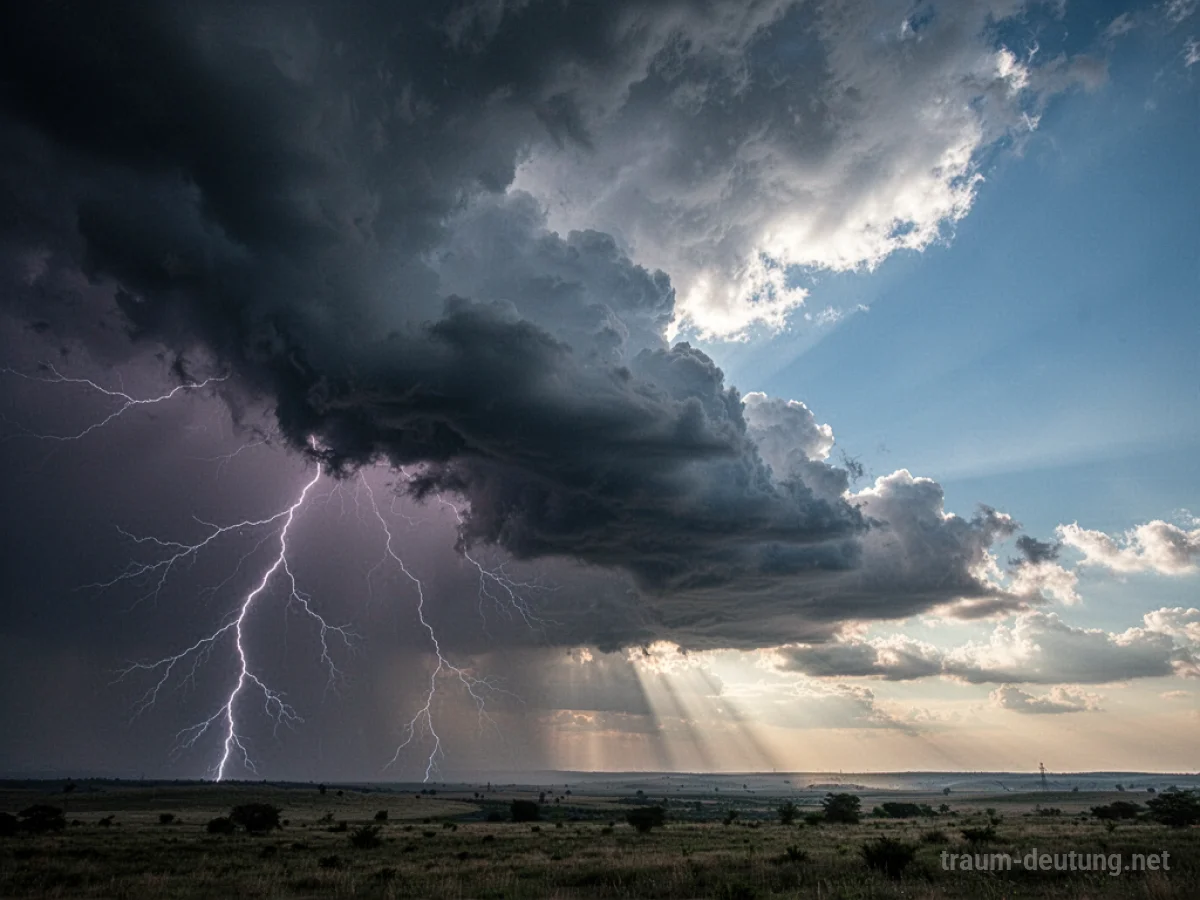 Ein sich beruhigendes Gewitter mit aufklarendem Himmel
